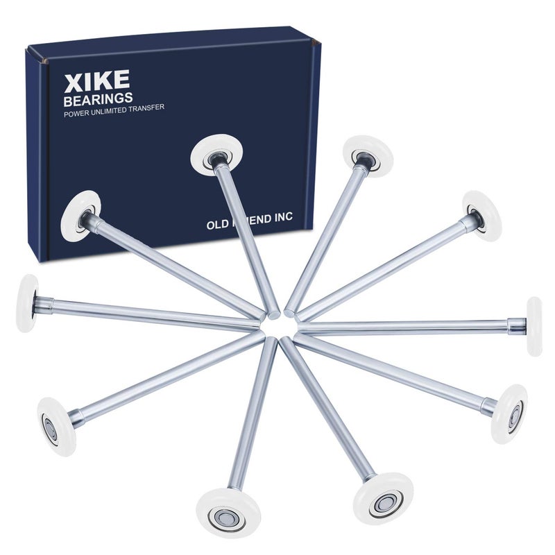 XiKe 10 Pack White 2"" Nylon Garage Door Roller 7"" Stem, Quiet/Durable and High Load, Use 6200-2RS Double Seals Precision Bearings. - Image 1